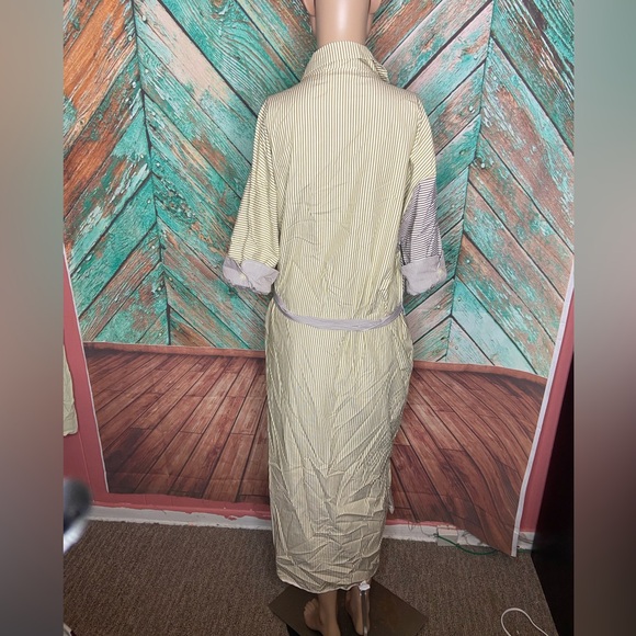 Proche 100% Cotton Color Blocked Striped Shirt Dress - Picture 3 of 6